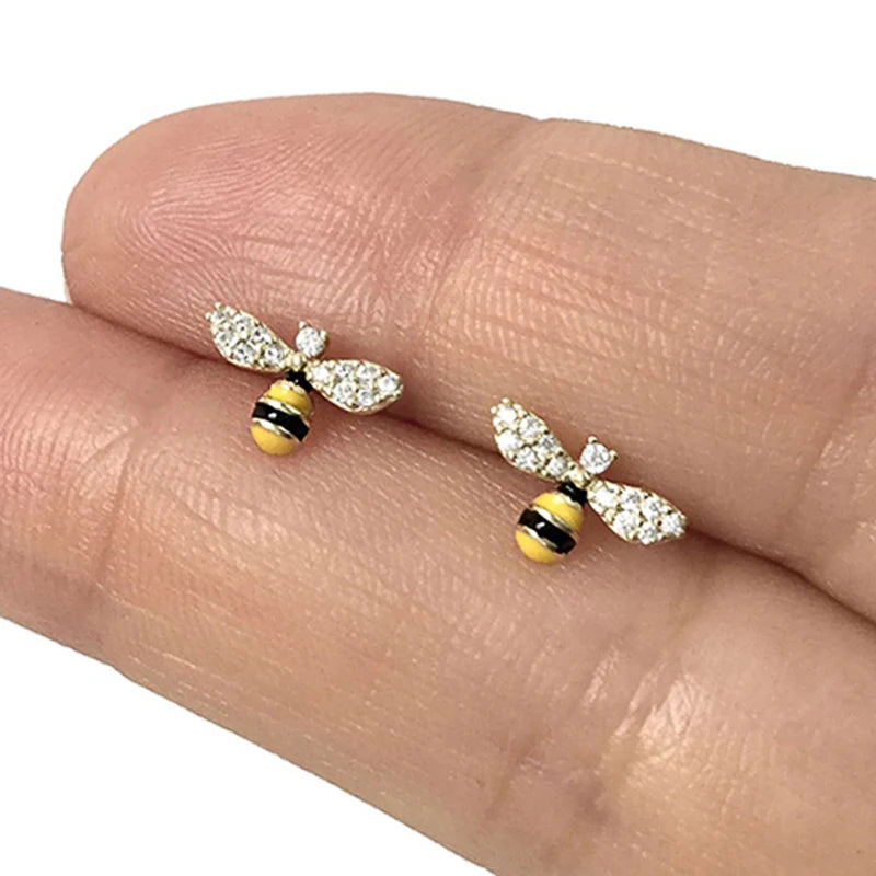 Huitan Lustige Honigbienen-Ohrringe Ohrstecker für Frauen Zierliche Gelbe Bienen-Ohrringe Exquisites Accessoire Geschenk Modeschmuck