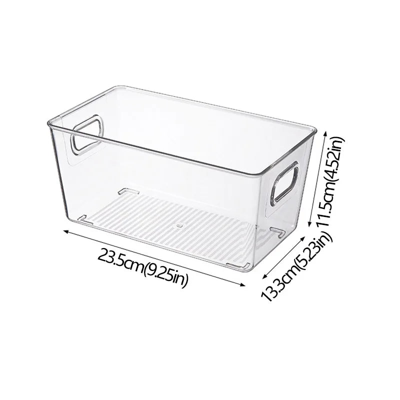 Kühlschrank-Organizer-Behälter, stapelbare Kühlschrank-Lebensmittel-Aufbewahrungsbox mit Griff, durchsichtiger Kunststoff, für Speisekammer, Gefrierschrank, Organizer-Werkzeug