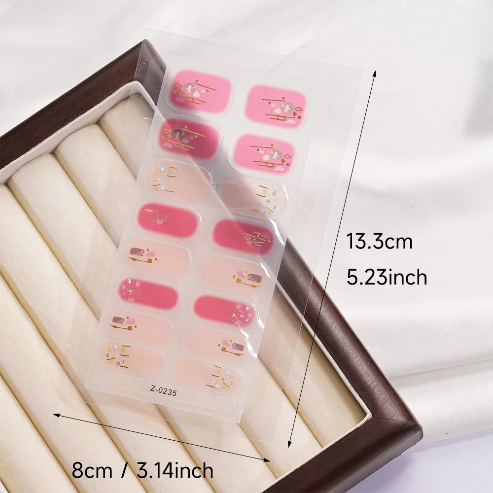 16 Tipps 3D Bunte Eis-Transparente Nagelfolie Volle Abdeckung Bronzing Französisch Nagellack Aufkleber Selbstklebende Langlebige Nagel Dezember