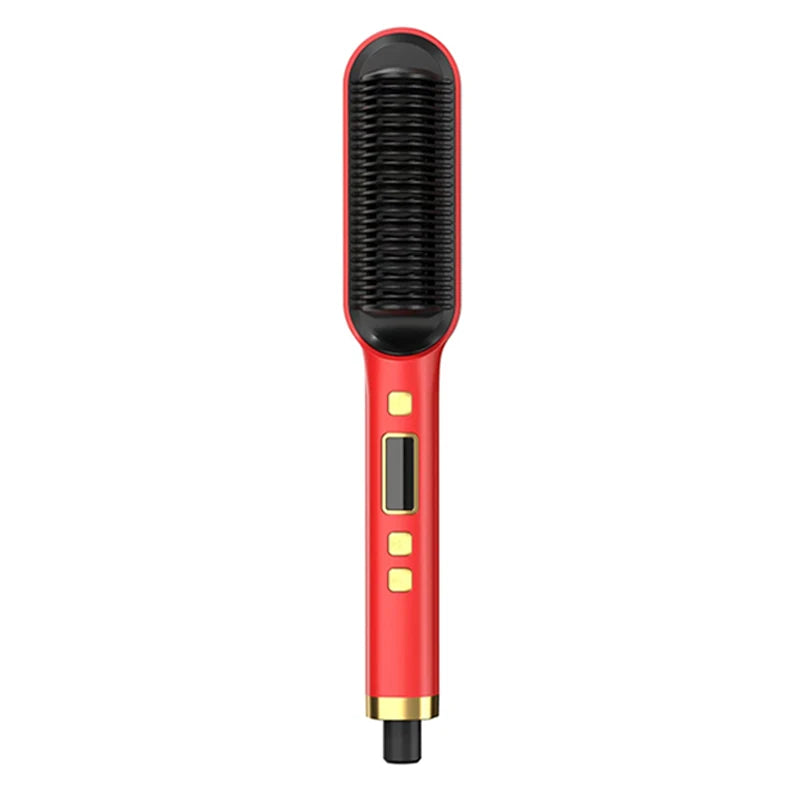 2-in-1 elektrische profession elle negative Ionen gerade Haar bürste Curling Kamm mit LCD-Display Curling Tool gerade Haar bürste