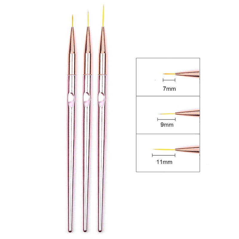 3 teile/satz Acryl Französisch Streifen Nail art Linie Malerei Stift 3D Tipps Maniküre schlanke Linie Zeichnung Stift UV Gel Pinsel Malerei werkzeuge