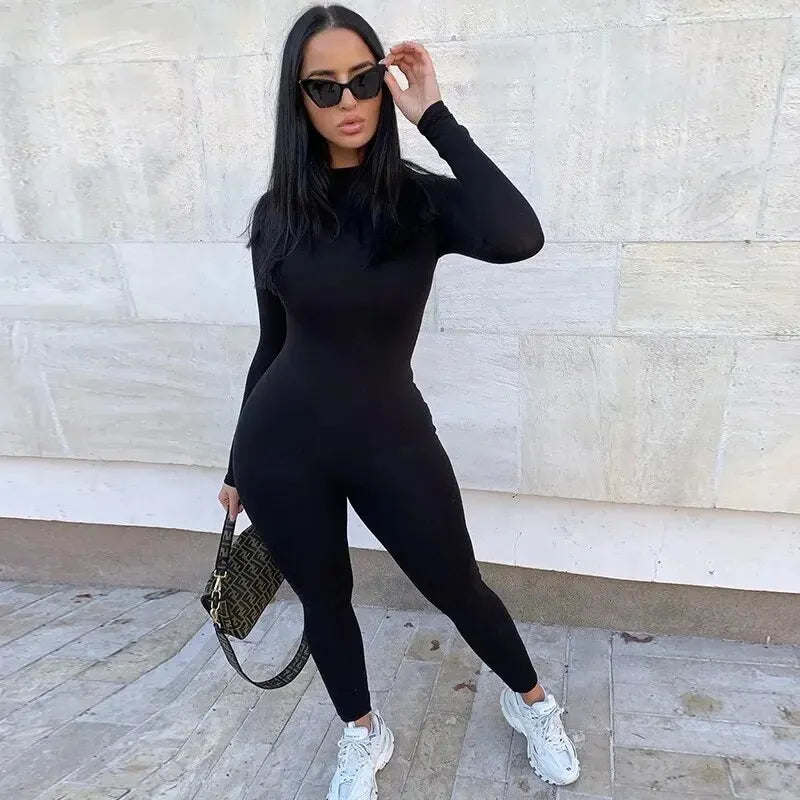 2024 frühling Frauen Sexy Overall Streetwear Langarm Bodycon Feste Sport Fitness Overalls Romper Overalls Für Frauen Körper Anzug