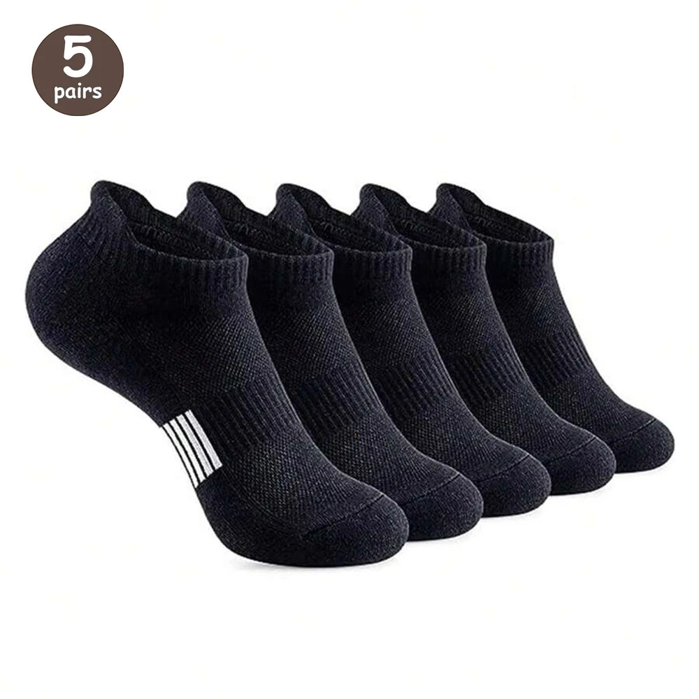 5 Paar Herrensocken, hochwertige Frühlings- und Herbstverdickte, atmungsaktive Bootssocken, niedrig geschnittene Socken mit flachem Mund, Freizeitsocken für Herren