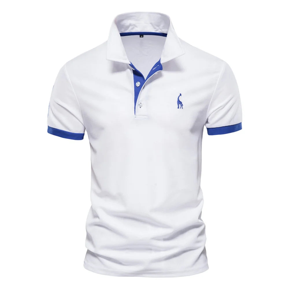 Dropshipping Polo Giraffe Hemd Männer Qualität Stickerei Sommer Kurzarm Polo Casual Business Social Herren Polos BR Größe