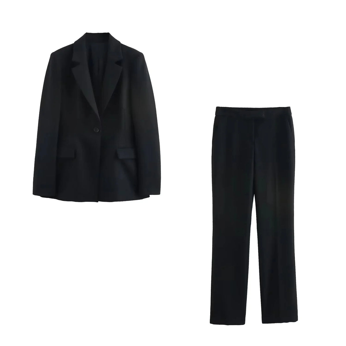 KONDALA 2026 Frühling Sommer Elegante Büro-Damenanzüge Modische Schlanke Einknopf-Schulterblazer Schicke Reißverschluss-Schlaghosen