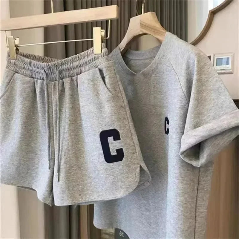 Bull Horn Sleeve Casual Sportanzug Damen Sommer Dünner Stil Sommer Laufmode Western-Stil Kurzarm Shorts Pyjamas