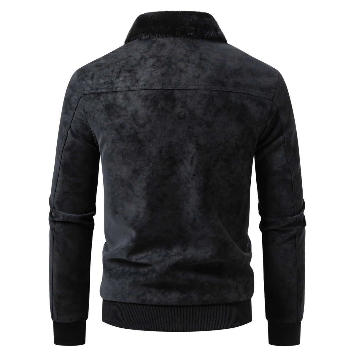 Herren-Jacke mit dickem Kunstfellkragen, warmes Plüschfutter, stilvolle Oberbekleidung, lässiger Pendler-Mantel für Herbst und Winter