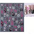 5D Silber Glitzer Stern Französischer Nagelaufkleber Schwarz Rosa Y2K Punk Hohler Fünfzackiger Stern Selbstklebender Aufkleber Maniküre-Dekoration