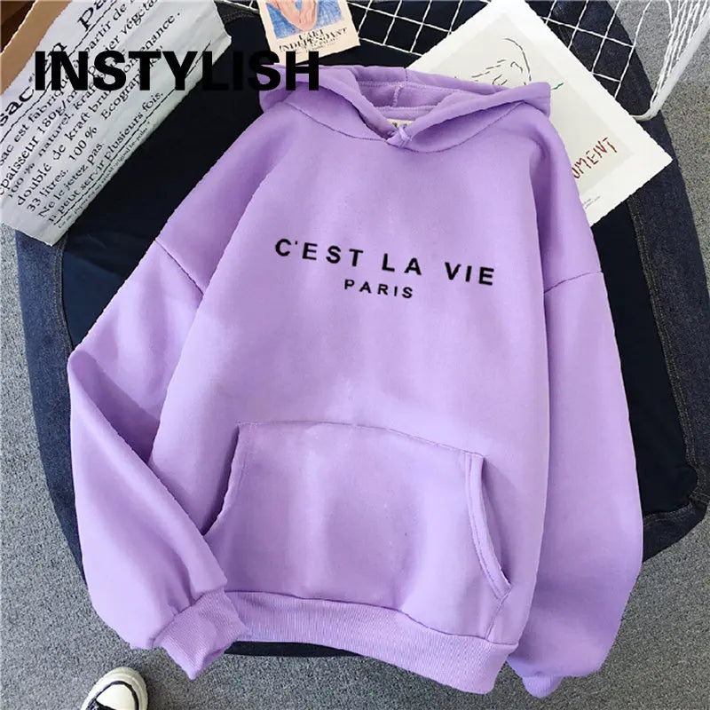 Frauen Casual Drucken Lose Hoodies Frühling Langarm Mit Kapuze Sweatshirt Harajuku Einfache Tops Faul Stil Pullover 2023 Streetwear