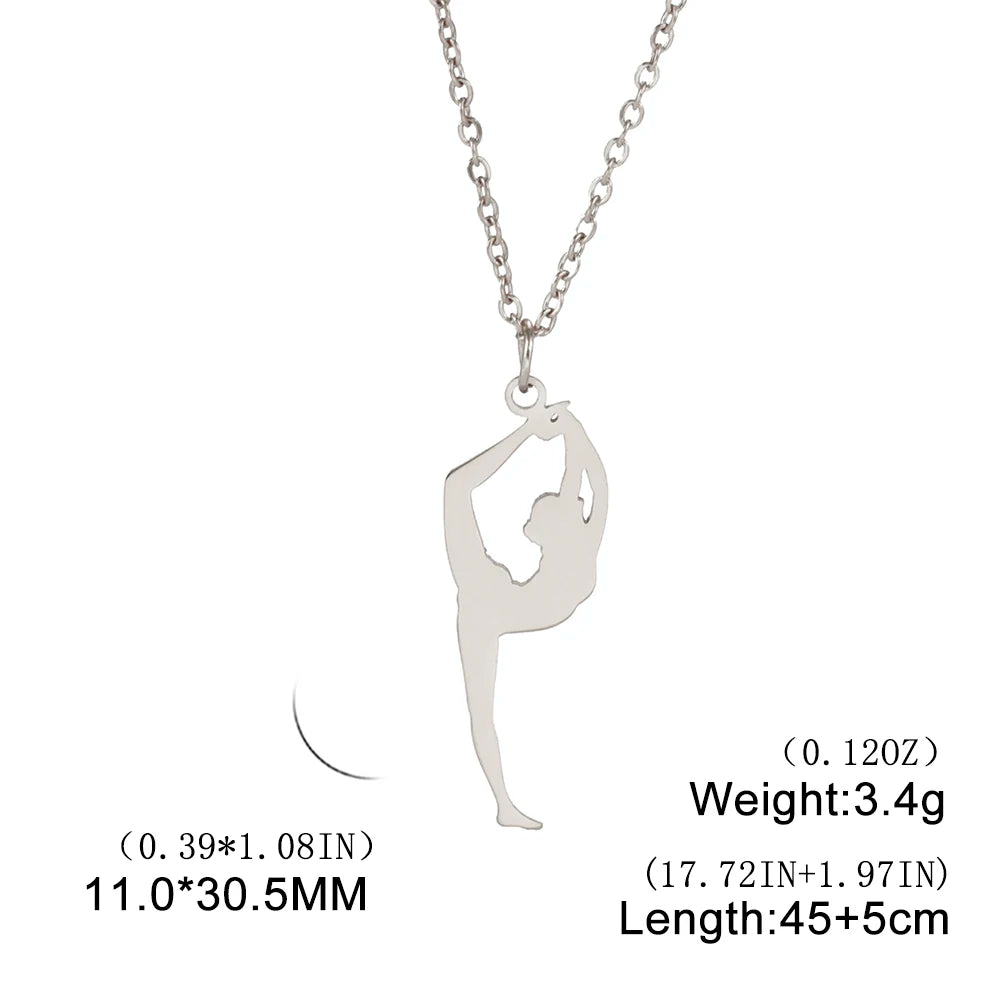 Amaxer Edelstahl Sport Sportler Künstlerische Gymnastik Halskette Für Frauen Anhänger Halsband Team Schmuck Geschenk