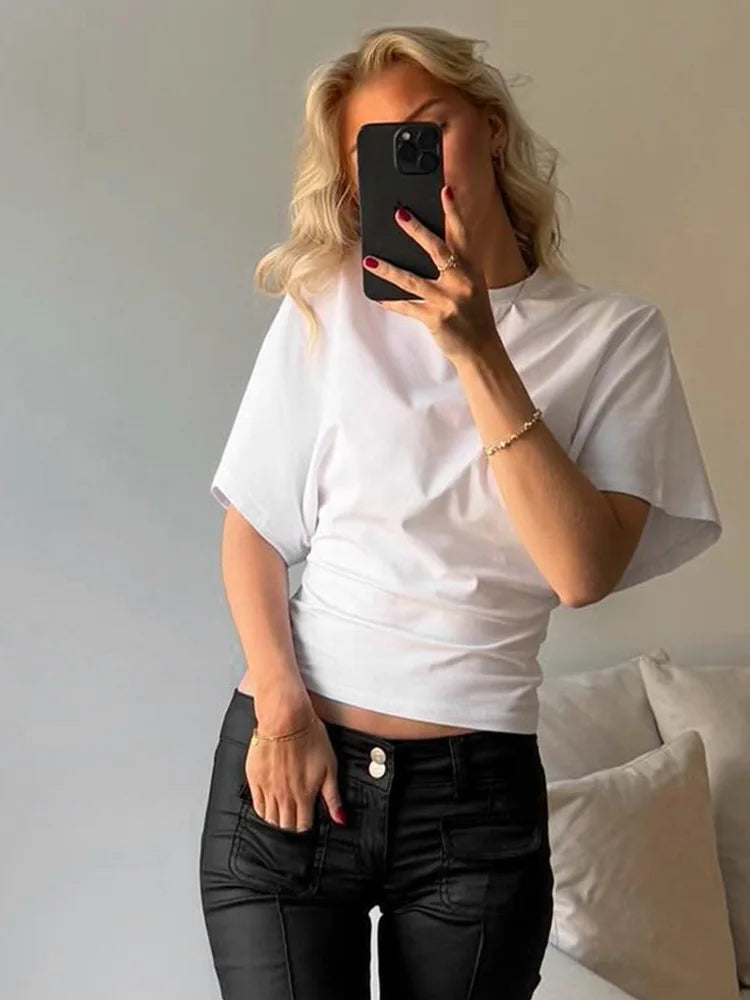 Graues, abgeschnittenes T-Shirt für Damen, O-Ausschnitt, Korsett-Tops, modisch, lässig, solide Streetwear, Frühling, Sommer, kurze T-Shirts für Mädchen