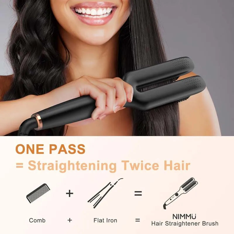 Elektrische Anti-Frizz-Haar-Heißkamm-Bürstenglätter, ein Schritt, 2-in-1 Keramik-Haarglätter-Bürste mit LCD-Digitalanzeige