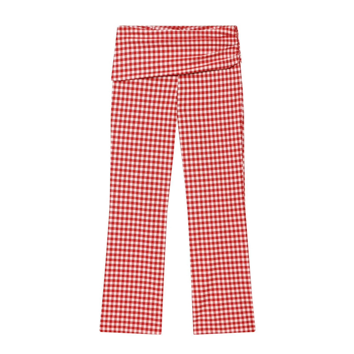 Europäischer und amerikanischer Stil Damenbekleidung neue Mode ärmelloses hochgeschlossenes kariertes kurzes Oberteil und Hosen-Set