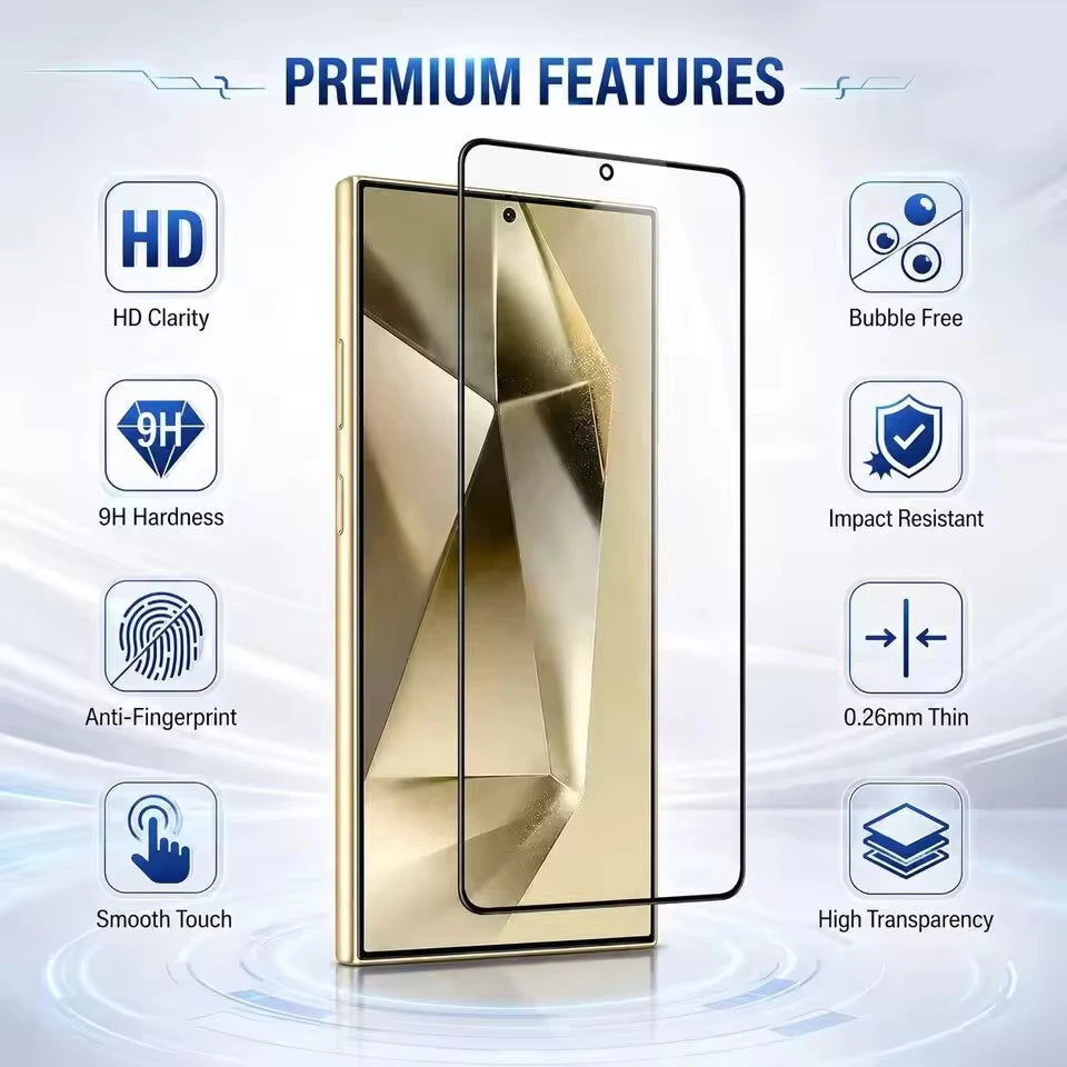 1-3 Stück 9D Vollflächiges Panzerglas für Samsung A57 A56 A55 A54 A37 A36 A26 A17 A16 A07 A06 Glas Galaxy S25 Ultra S24 S23 S22