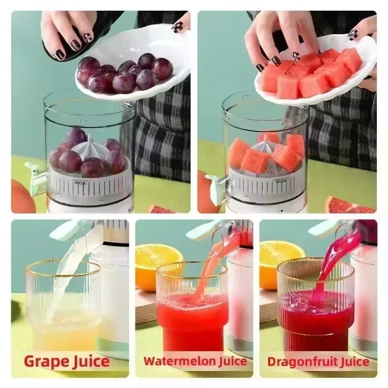 HOMEFISH Elektrischer Entsafter Saftbecher Zitrus-Orangenpresse USB-Aufladung Küchen-Obstentsafter Mixer Separator Pressmaschine