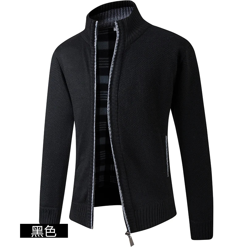 Herren Stehkragen Pullover neue Strickjacke in Herbst und Winter koreanische Version der schlanken einfarbigen Pullover Jacke