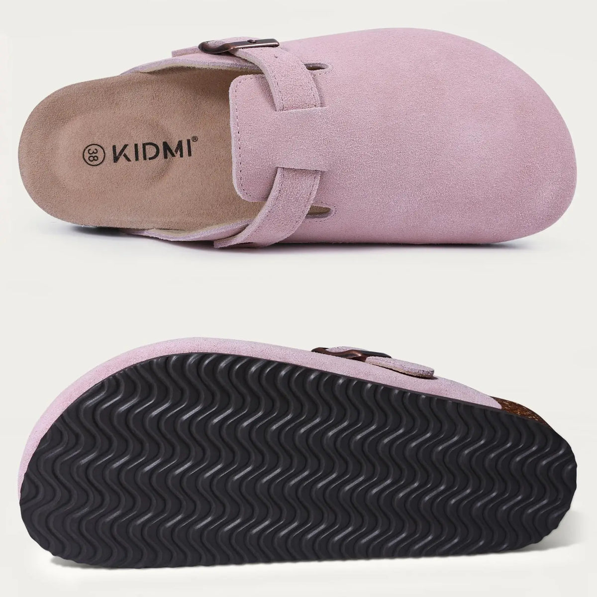 Litfun Neue modische Damen-Clogs mit verstellbarem Riemen, Korkfußbett, Leder-Pantoletten mit Fußgewölbeunterstützung, Unisex-Kartoffelschuhe für den Außenbereich