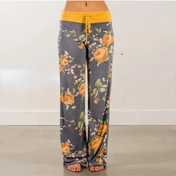 1XL-8XL Mode Frauen Casual Lose Stretch Druck Lange, Breite Bein Yoga Hosen Kordelzug Lounge Hosen Pyjama Hosen