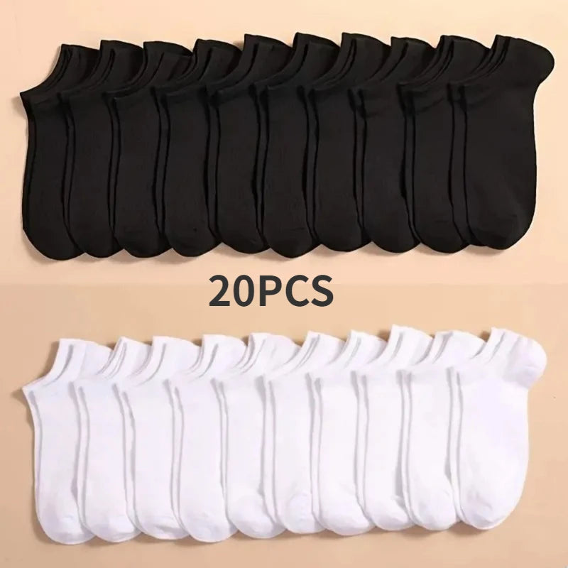 10 Paar lässige, einfarbige Unisex-Bootssocken, dünn, atmungsaktiv, bequem, geruchshemmend, schweißabsorbierend, niedrig geschnittene Söckchen für Männer und Frauen