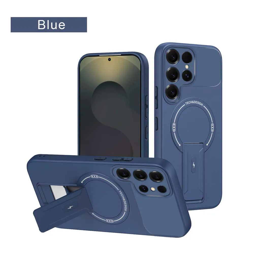 Fall für Für Samsung Galaxy S26 S25 S24 Plus S23 S22 Ultra S25Edge S25FE S24FE Matte Rüstung Ständer Halter Zurück Abdeckung Fundas