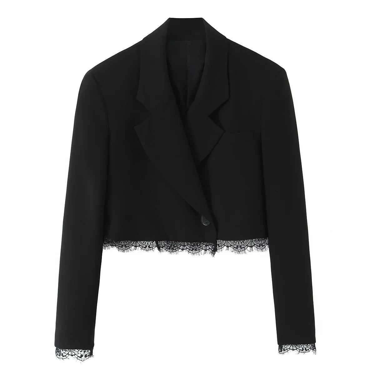 KONDALA Vintage Elegantes Damen-Frühlings-Set 2026: Kurzer Blazer mit Spitze und Reißverschlusstaschen + Schicke Freizeit-Shorts für Frauen