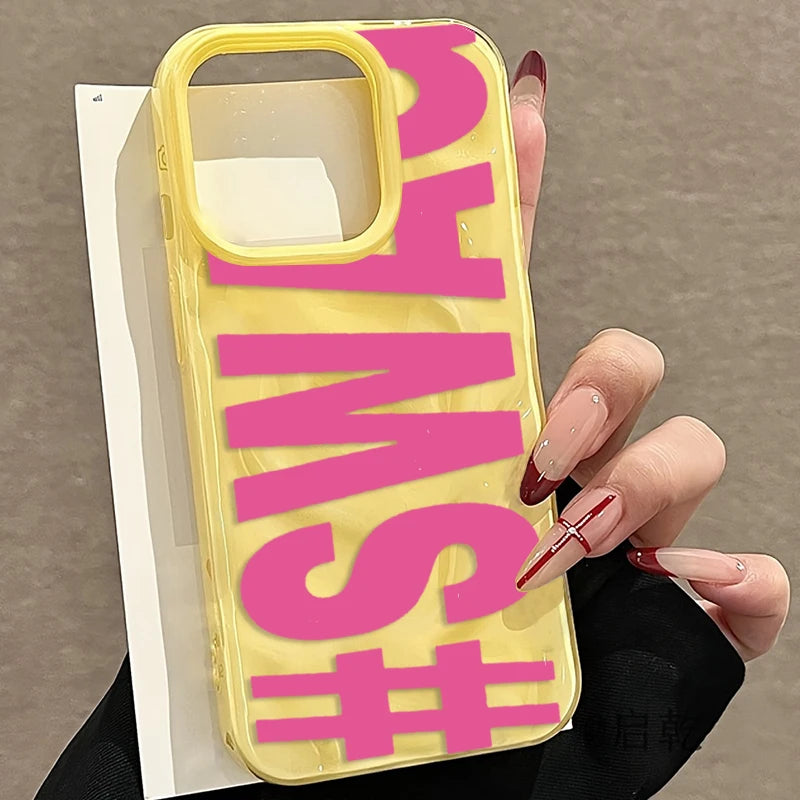 SWAG Pink Letter Handyhülle für iPhone 17 16 Pro Max 15 14 Plus 13 12 11 Pro Max Air 16E Candy Wave Textur Weiche Schutzhülle