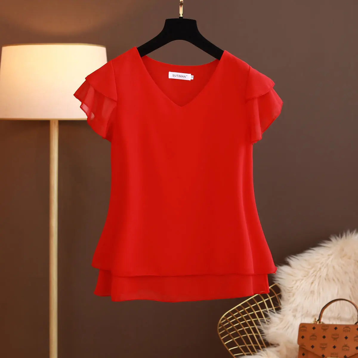 2026 sommer Neue Frauen Bluse V-ausschnitt Chiffon Hemd Lose Weibliche Kurzarm Bluse Übergroßen Shirts Frauen Tops Blusas Mujer De