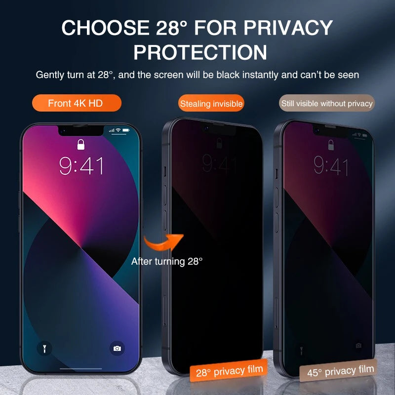 2PCS Full Cover Anti Spy Screen Protector Für iPhone 11 12 13 14 15 16 17 PRO MAX 6 7 8 Plus XS XR Gehärtetem Glas Privatsphäre
