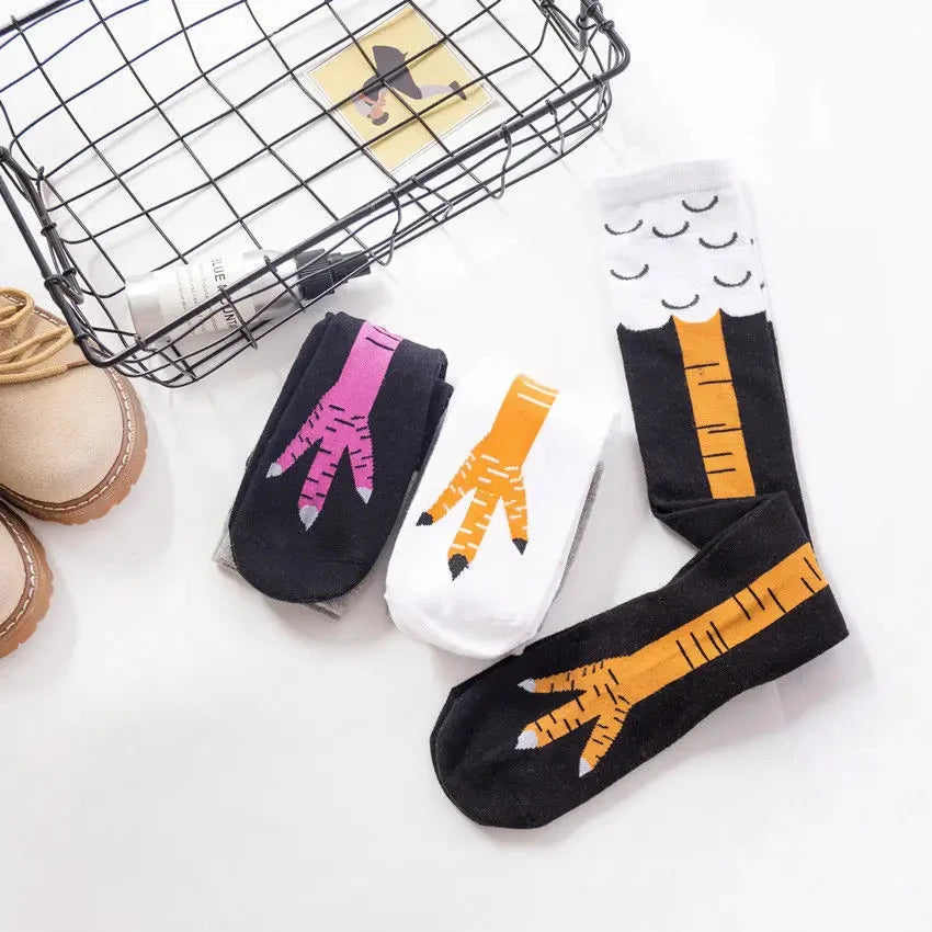 Lustige Huhn Pfote Strumpf Über-knie Druck Dünne Bein Lange Strümpfe Frauen Frühling Herbst Winter Mittleren High School Mädchen socken