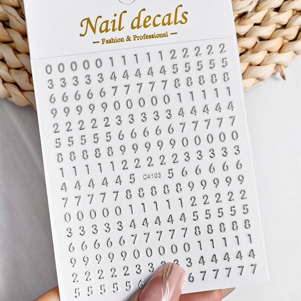 1 Stück 3D Englischer Buchstabe Nail Art Aufkleber Kleine 26 Alphabet Klebeaufkleber 10*8 cm 0-9 Nummer DIY Sliders Maniküre Dekorationen