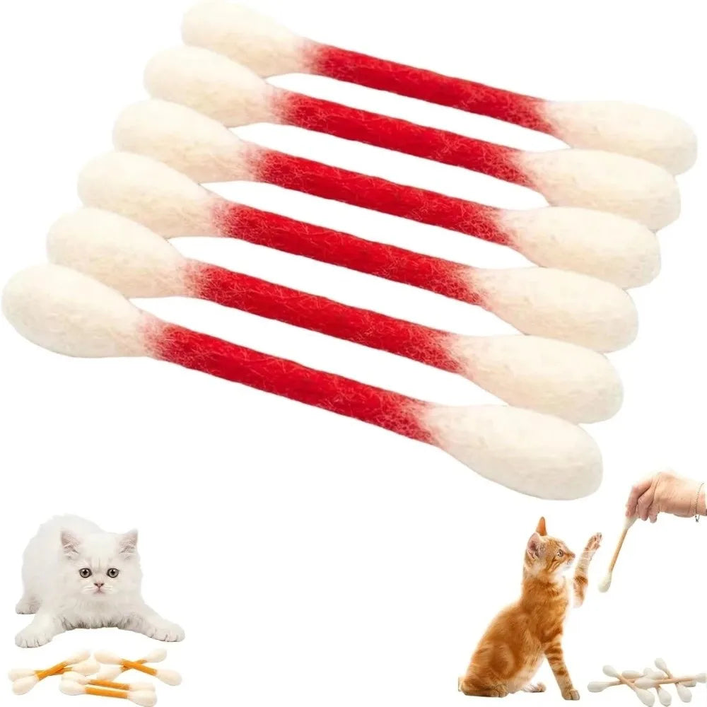 6er-Set Filz-Baumwollstäbchen für Katzen: Leichte, weiche interaktive Kick-Sticks zum Kauen, Zahnreinigung und als riesige interaktive Spielzeuge für Katzen