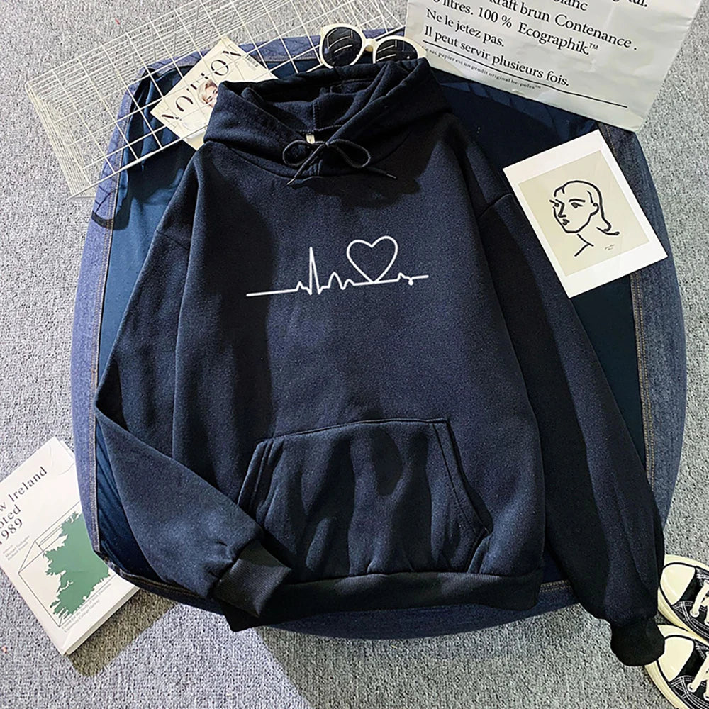 Frauen Casual Drucken Lose Hoodies Frühling Langarm Mit Kapuze Sweatshirt Harajuku Einfache Tops Faul Stil Pullover 2023 Streetwear