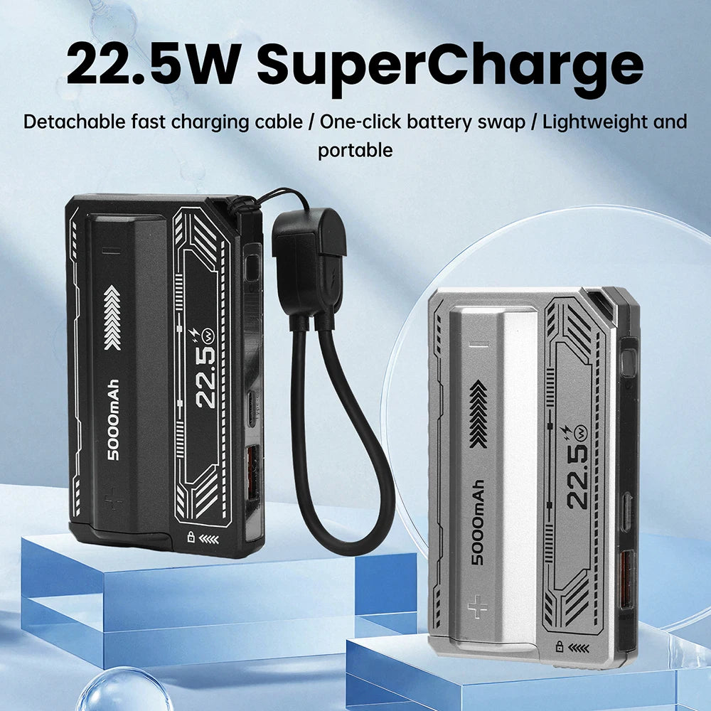 21700 Power Bank Case PD 20 W Schnellladung Eingebautes Kabel Abnehmbare Power Bank DIY Batteriegehäuse (ohne Batterie)
