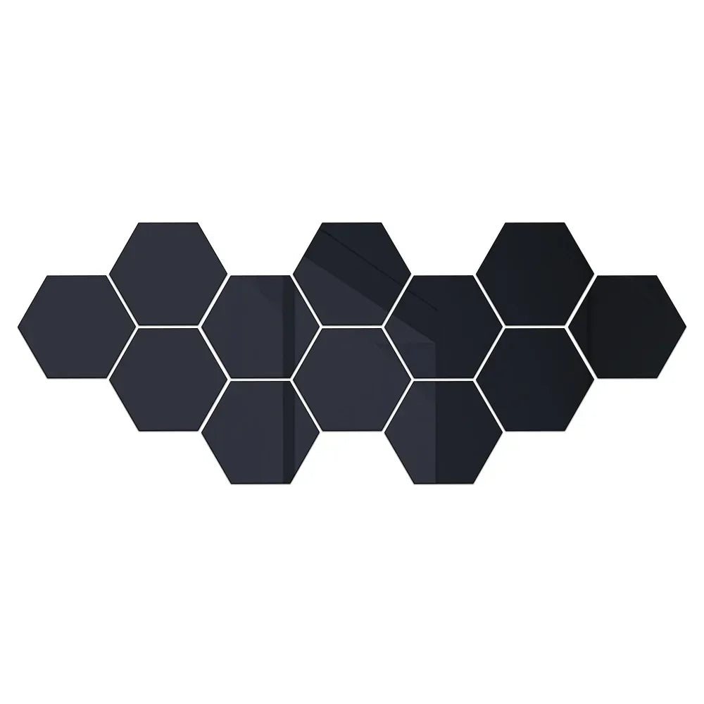 Sechseckige Acryl 3D Spiegel Wandaufkleber Home Decor DIY selbstklebende Spiegelaufkleber Dekor Aufkleber Kunst Wanddekoration groß 6/12 Stück