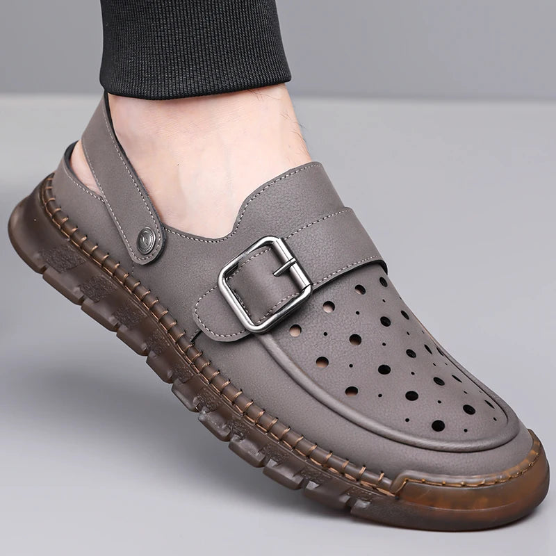 Modische Herren-Hohlschuhe, atmungsaktive Cut-Out-Schuhe für den Sommer, rutschfeste Fahrerschuhe für den Außenbereich-XH608