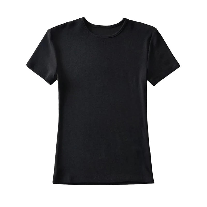 Casual Sommer Frau Skinny Fit T-shirt Enge Kurzhülse O-ansatz T Grundlegende Solide Crop Tops T Shirt