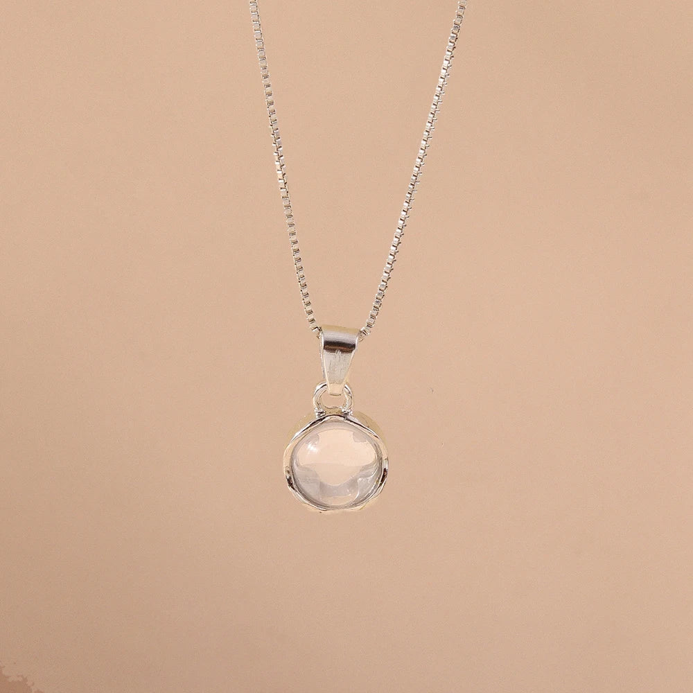 Aihua Mode Minimalistische Runde Opal Anhänger Halskette für Frauen Geometrische Schlüsselbein Ästhetische Kette Sommer Schmuck Zubehör