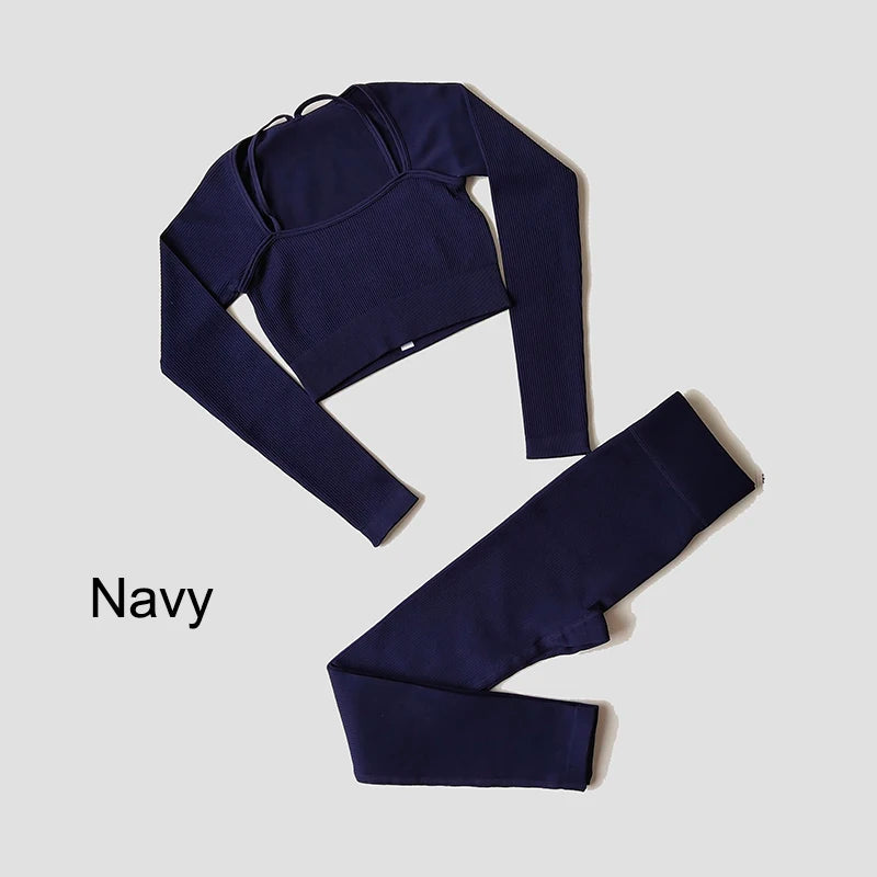 WAREBALL Nahtlose Workout Crop Top Sport Leggings Sexy Top Bh Yoga Outfits Für Frauen Sportswear Sportlich Tragen Gym Sets