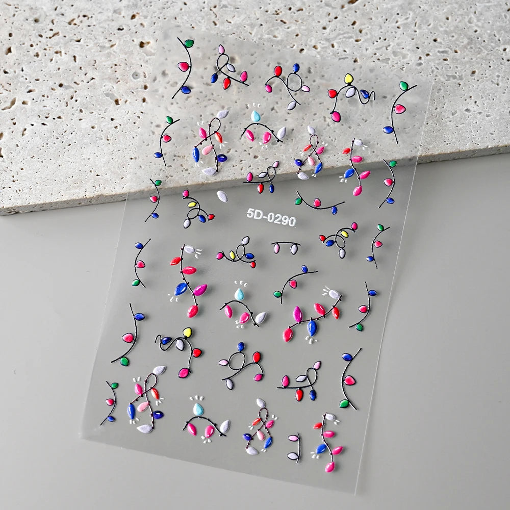 1 Stück 3D Lavendel Blumen Aufkleber für Nägel Frühling Sakura Blumenblätter Selbstklebende Slider Abziehbilder Kunst Maniküre für Dekoration