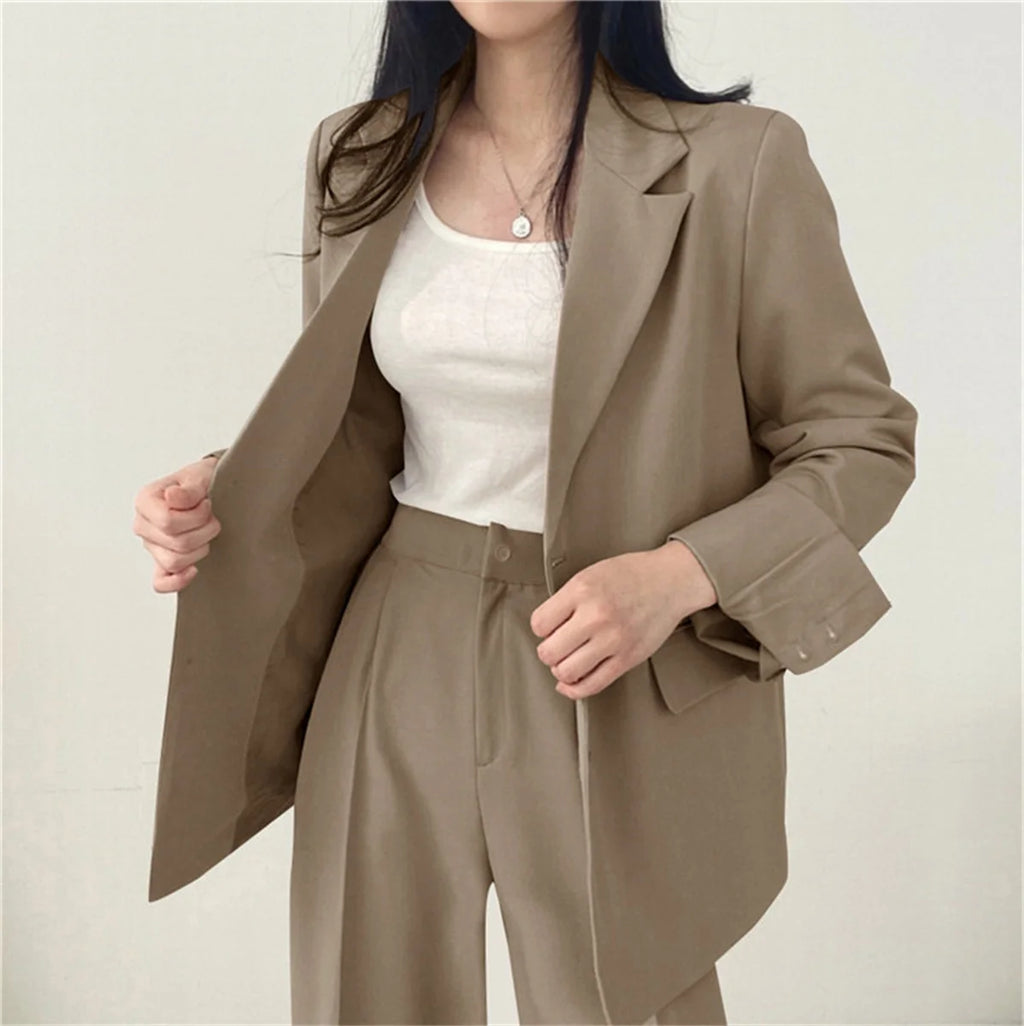 2026 frühjahr Neue frauen Kleidung Anzug Jacke Casual Hosen Set Breite Bein Anzug Hosen Elegante Büro Dame Business Anzug set Blazer