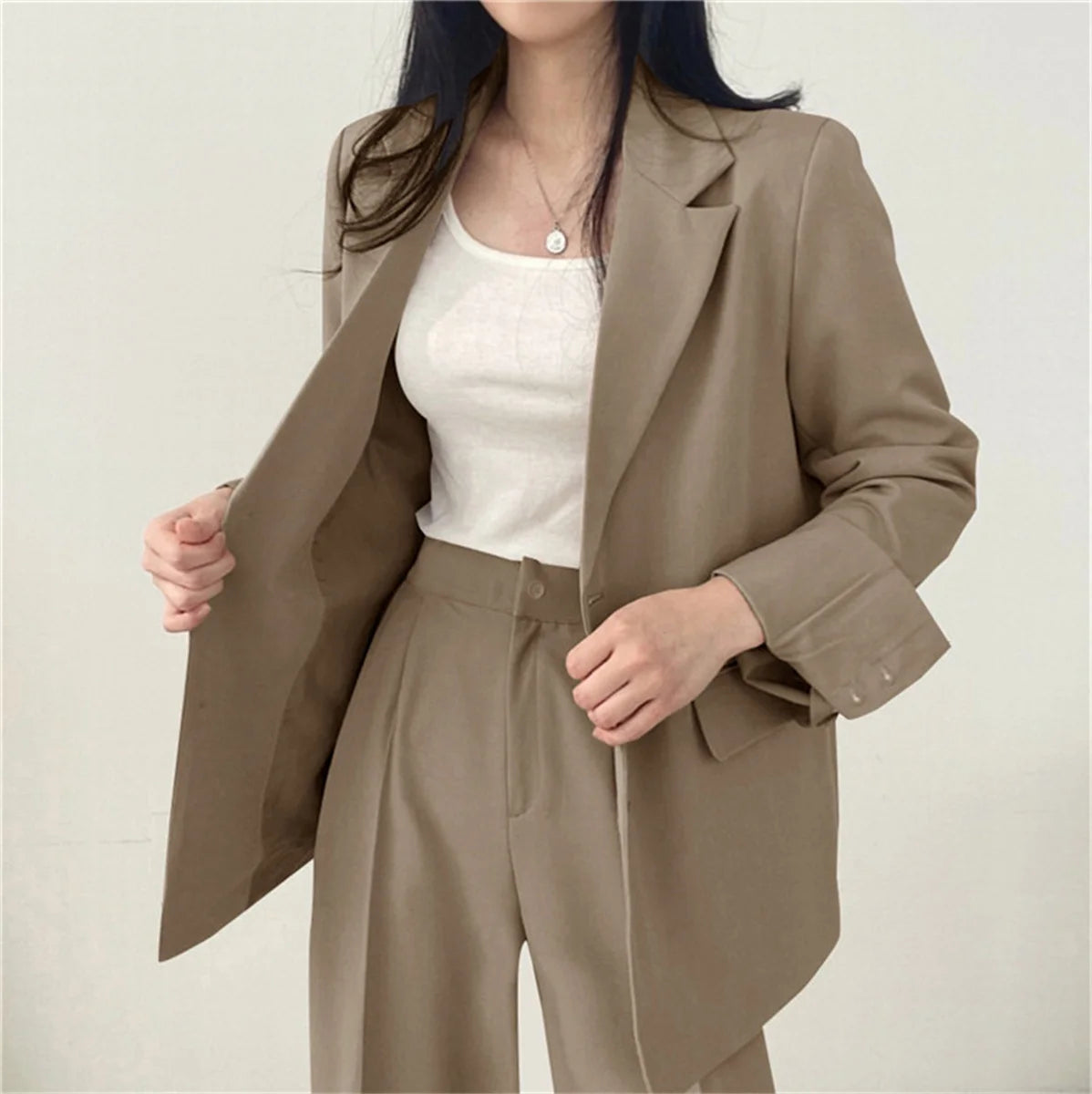 2026 frühjahr Neue frauen Kleidung Anzug Jacke Casual Hosen Set Breite Bein Anzug Hosen Elegante Büro Dame Business Anzug set Blazer