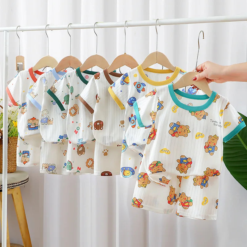 Kinder kleidung Sommer Kurzarm Home Nachtwäsche Kinder setzt Kinder Kleidung Junge Mädchen T-Shirt Shorts Baumwolle Anzug Baby