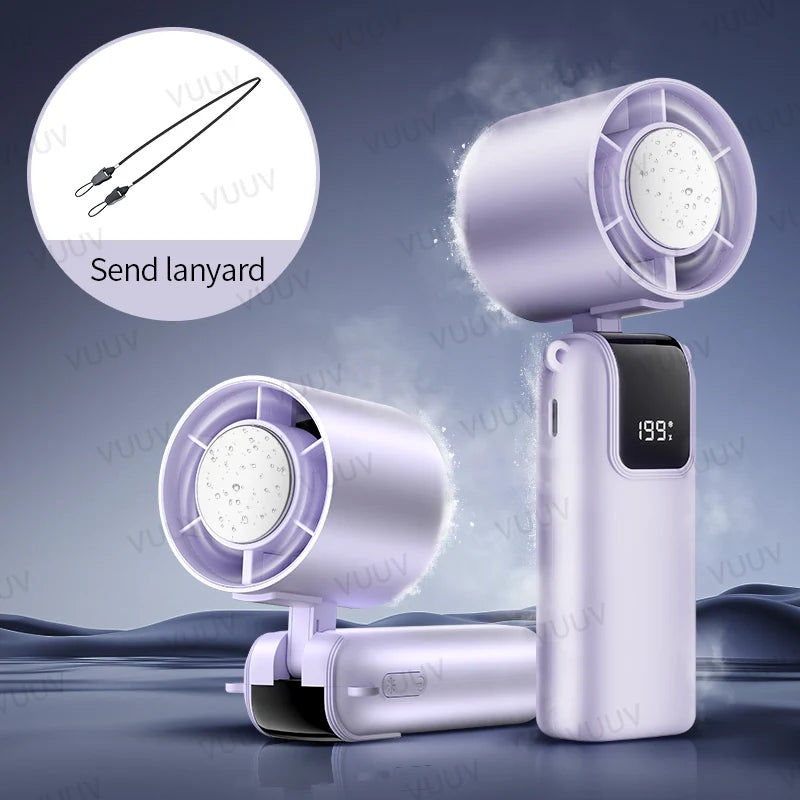 VUUV Mini-Handventilator - Tragbarer Turbo-Ventilator mit 100 Windgeschwindigkeiten, 2000mAh & Typ-C, Kühlgebläse, Reise-Kühlgerät