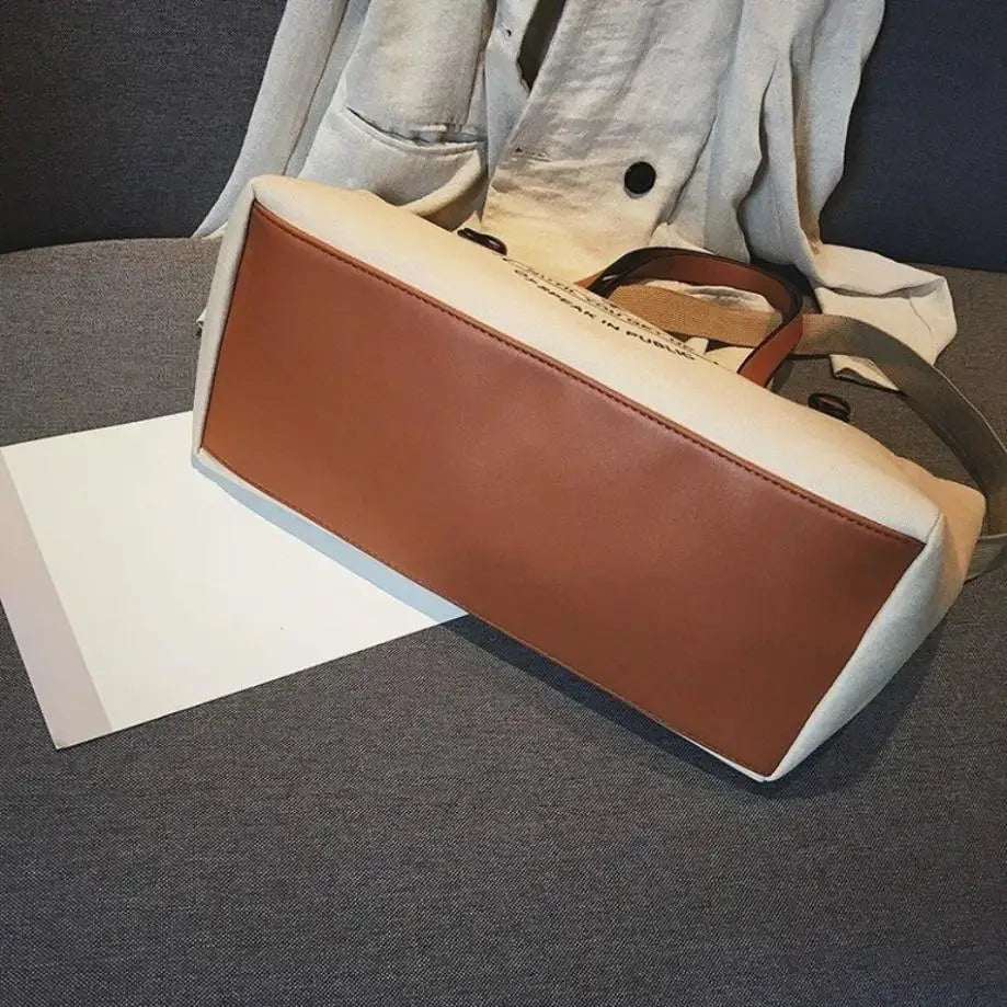 1 Stück Neue koreanische Edition INS Hochkapazitäts Leinwand Tote Tasche Gelegenheits Student eine Schulter Crossbody Handtasche