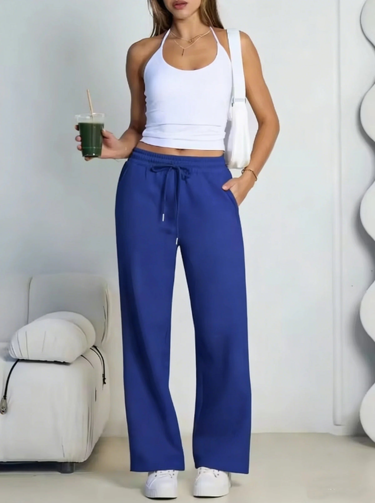 2026 Damen Weite Jogginghose, Europäische und Amerikanische Unisex-Sweatpants, Gerade geschnittene Freizeithose mit Kordelzug im Bund