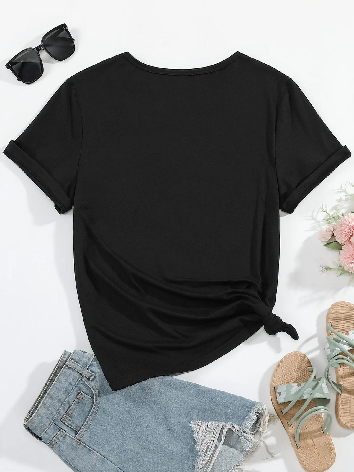 New Moon Damen Schwarzes T-Shirt Damen Lässiges Rundhals-T-Shirt Lunar Eclipse Bedrucktes Damen-T-Shirt