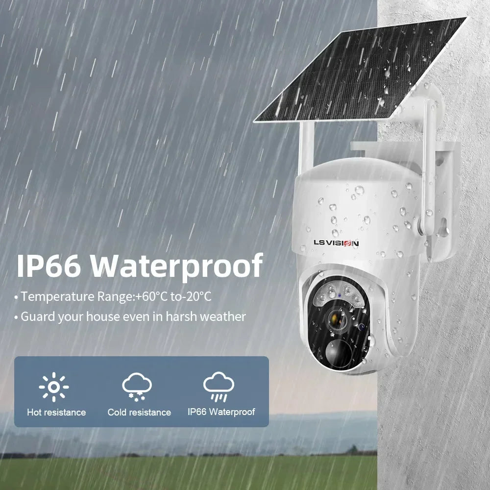 LS VISION 4 MP 4G Sim Solarkamera Wifi Outdoor Solar Überwachungskamera 360 °   Überwachung PIR Human Detect Eingebaute Batterie Ubox