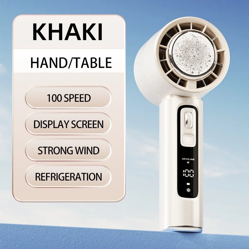 Tragbarer Hand-Turbo-Ventilator, 100 Windgeschwindigkeiten, verstellbarer Mini-persönlicher Ventilator, batteriebetriebener elektrischer Wimpernventilator