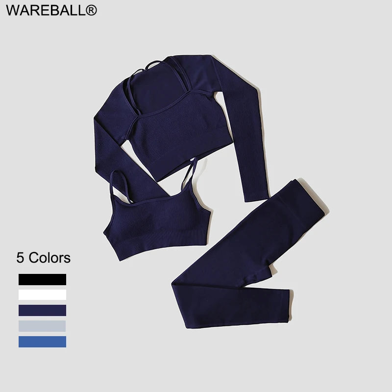 WAREBALL Nahtlose Workout Crop Top Sport Leggings Sexy Top Bh Yoga Outfits Für Frauen Sportswear Sportlich Tragen Gym Sets