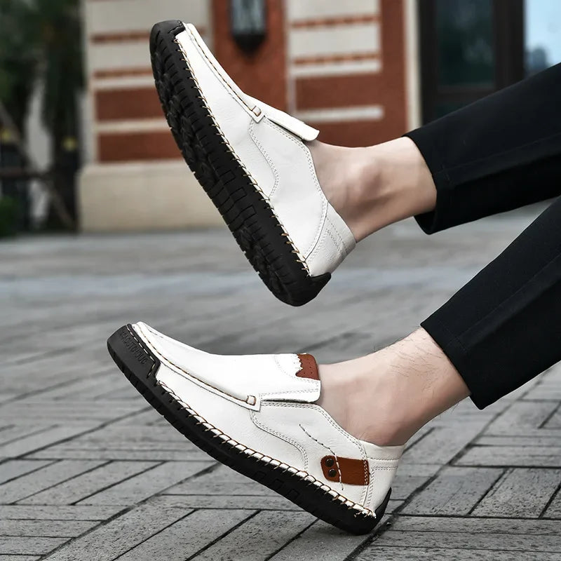 Business Casual Handgenähte Herren-Slipper in Übergrößen Frühling Herbst Neuer Stil Cross-Border Bean Bean Schuhe mit Gummisohle